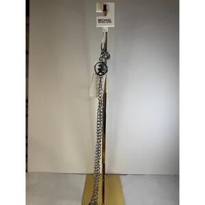 Michael Kors Silver Chain Belt MK Logo Medallion Adjustable S/M NWT